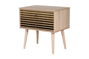 Brokind Sängbord 60 cm med Förvaring 2 Lådor Ränder - Natur - Möbler - Bord & matgrupper - Avlastningsbord - Sängbord & nattduksbord