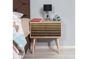 Brokind Sängbord 60 cm med Förvaring 2 Lådor Ränder - Natur - Möbler - Bord & matgrupper - Avlastningsbord - Sängbord & nattduksbord