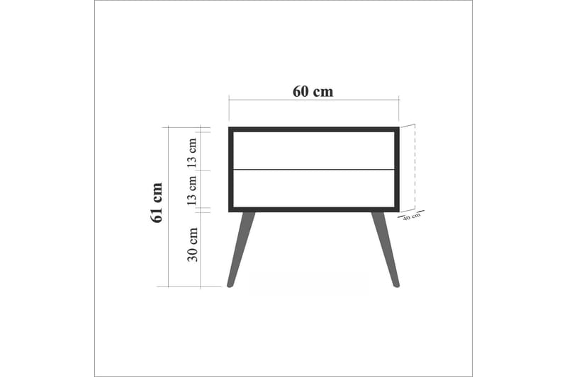 Brokind Sängbord 60 cm med Förvaring 2 Lådor Ränder - Natur/Röd - Möbler - Bord & matgrupper - Avlastningsbord - Sängbord & nattduksbord