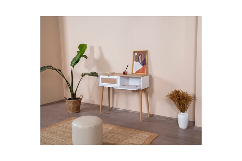 Byrå Jatinder Vit / Ek - Vitfärgat trä/Mediumfärgat trä - Möbler - Bord & matgrupper - Avlastningsbord - Lampbord