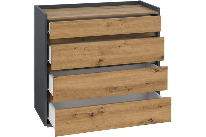 Byrå Kosmo Antracit/Ek, 4 lådor - Antracit/Ek, 4 lådor - Möbler - Bord & matgrupper - Avlastningsbord - Hallbord