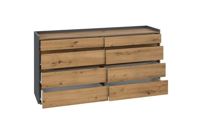 Byrå Kosmo Antracit/Ek, 8 lådor - Antracit/Ek, 8 lådor - Möbler - Bord & matgrupper - Avlastningsbord - Hallbord