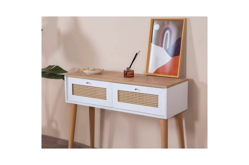 Byrå Terra Vit / Ek - Vit/Ljusfärgat trä - Möbler - Bord & matgrupper - Avlastningsbord - Lampbord