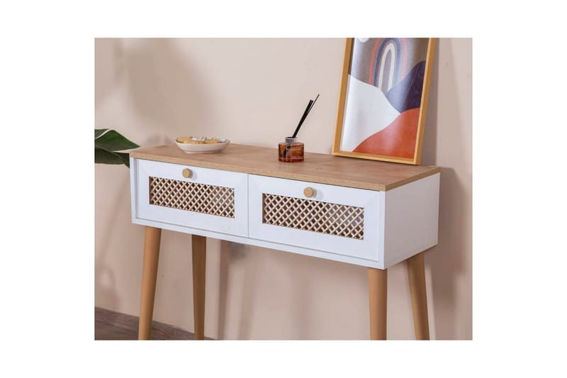 Byrå Velin Vit / Ek - Mediumfärgat trä/Vit - Möbler - Bord & matgrupper - Avlastningsbord - Hallbord