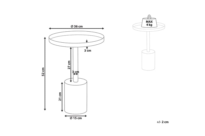 Charis Sidobord 36 cm - Guld/Vit - Möbler - Bord & matgrupper - Avlastningsbord - Lampbord