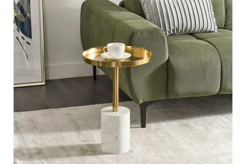 Charis Sidobord 36 cm - Guld/Vit - Möbler - Bord & matgrupper - Avlastningsbord - Lampbord