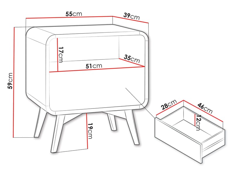 Corvan Sängbord 55 cm - Möbler - Bord & matgrupper - Avlastningsbord - Sängbord & nattduksbord