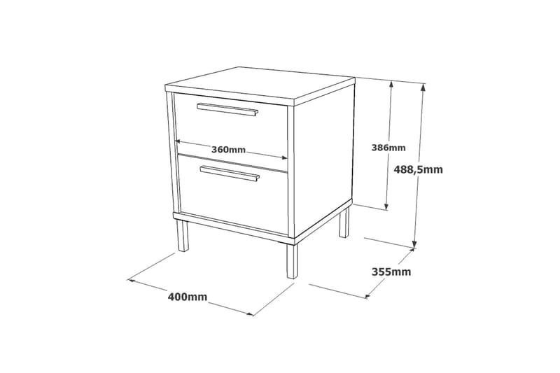 Cranner Sängbord 40 cm - Grå/Svart - Sängbord & nattduksbord
