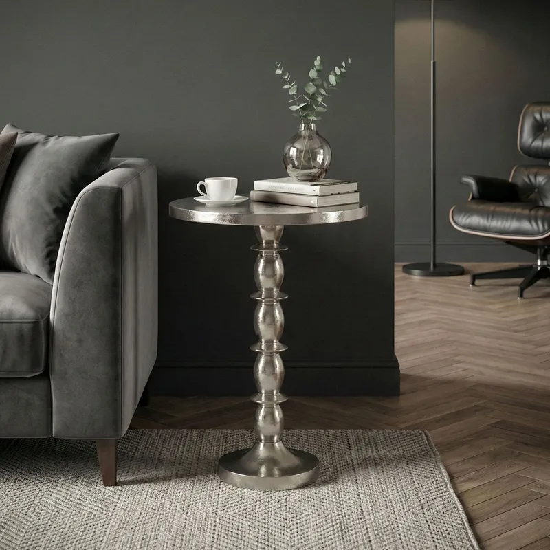 Dalor Runt sidobord 40 cm i aluminium med rå finish - silver - Möbler - Bord & matgrupper - Avlastningsbord - Konsolbord & sidobord