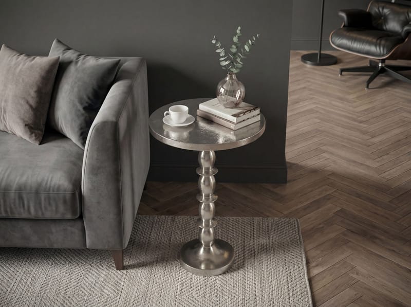Dalor Runt sidobord 40 cm i aluminium med rå finish - silver - Möbler - Bord & matgrupper - Avlastningsbord - Konsolbord & sidobord