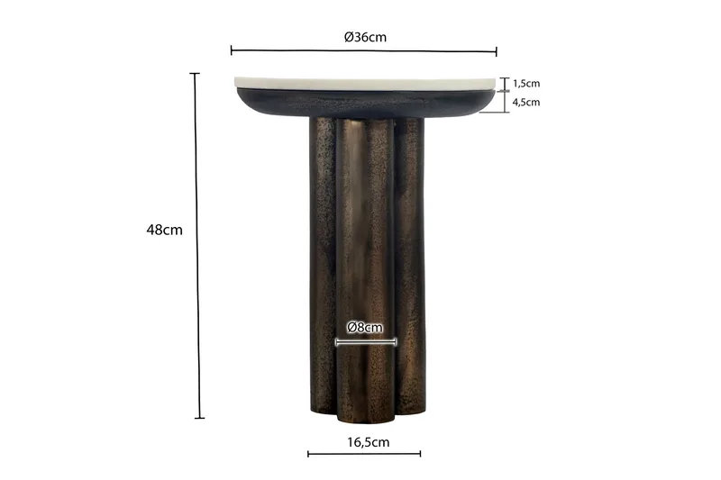 Dalvor Runt sidobord 36 cm i metall med marmorskiva - vit och svart - Möbler - Bord & matgrupper - Avlastningsbord - Konsolbord & sidobord