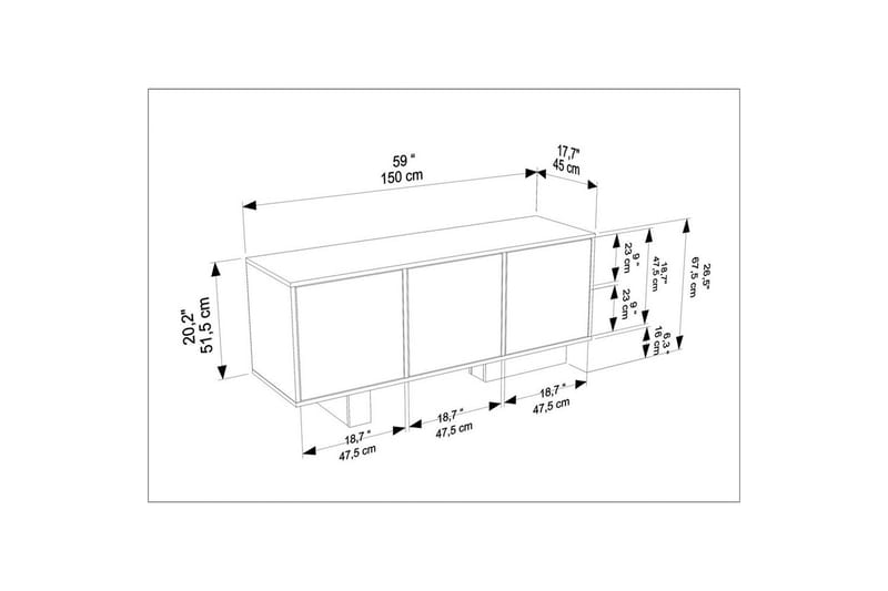 Dargaville Konsollbord 150 cm - Svart/Valnöt - Möbler - Bord & matgrupper - Avlastningsbord - Hallbord