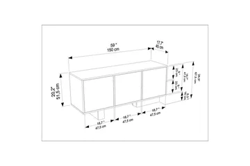 Dargaville Konsollbord 150 cm - Svart/Valnöt - Förvaring - Förvaringsmöbler - Sideboard & skänk