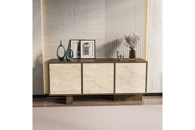 Dargaville Konsollbord 150 cm - Valnöt/Travertine - Förvaring - Förvaringsmöbler - Sideboard & skänk