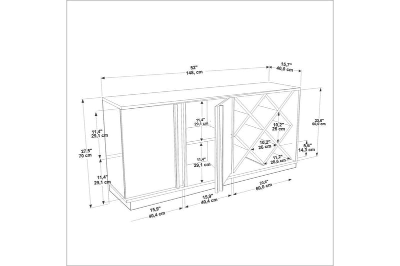 Dasina Konsollbord 148 cm - Vit - Förvaring - Förvaringsmöbler - Sideboard & skänk