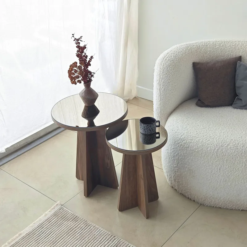 Dasina Sidobord 2 delar 50 cm - Bronzie / Valnöt - Möbler - Bord & matgrupper - Avlastningsbord - Satsbord