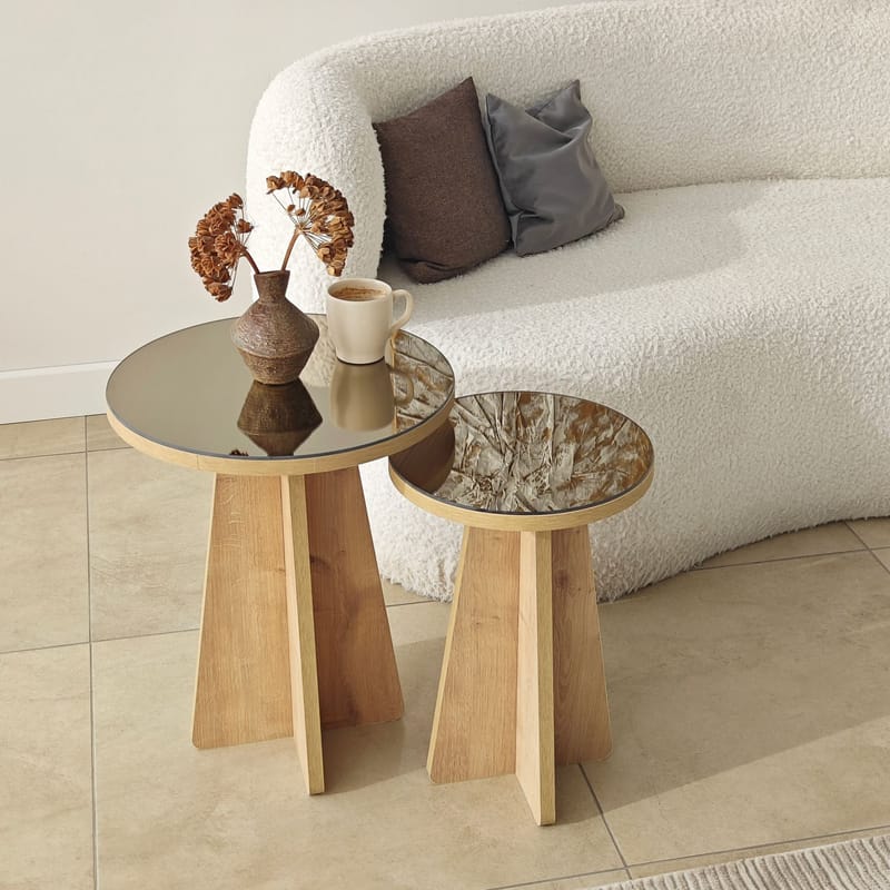 Dasina Sidobord 2 delar 50 cm - Bronzie/Safir Ek - Möbler - Bord & matgrupper - Avlastningsbord - Satsbord