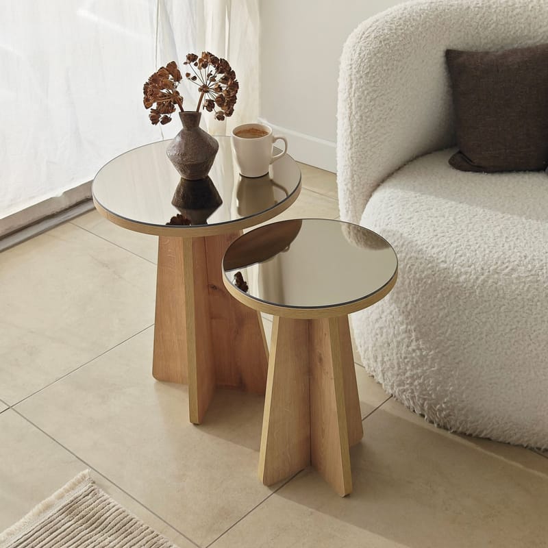 Dasina Sidobord 2 delar 50 cm - Bronzie/Safir Ek - Möbler - Bord & matgrupper - Avlastningsbord - Satsbord