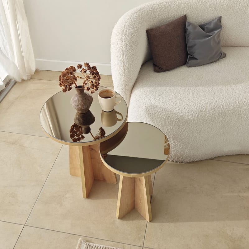 Dasina Sidobord 2 delar 50 cm - Bronzie/Safir Ek - Möbler - Bord & matgrupper - Avlastningsbord - Satsbord