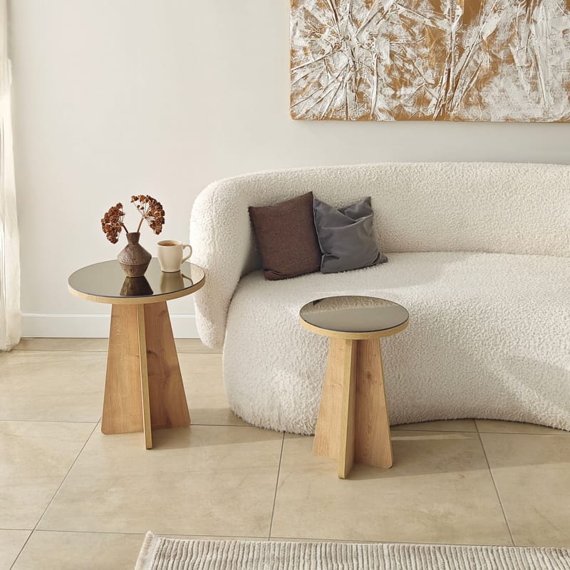 Dasina Sidobord 2 delar 50 cm - Bronzie/Safir Ek - Möbler - Bord & matgrupper - Avlastningsbord - Satsbord
