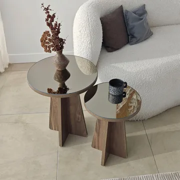 Dasina Sidobord 2 delar 50 cm - Bronzie/Valnöt - Möbler - Bord & matgrupper - Avlastningsbord - Satsbord