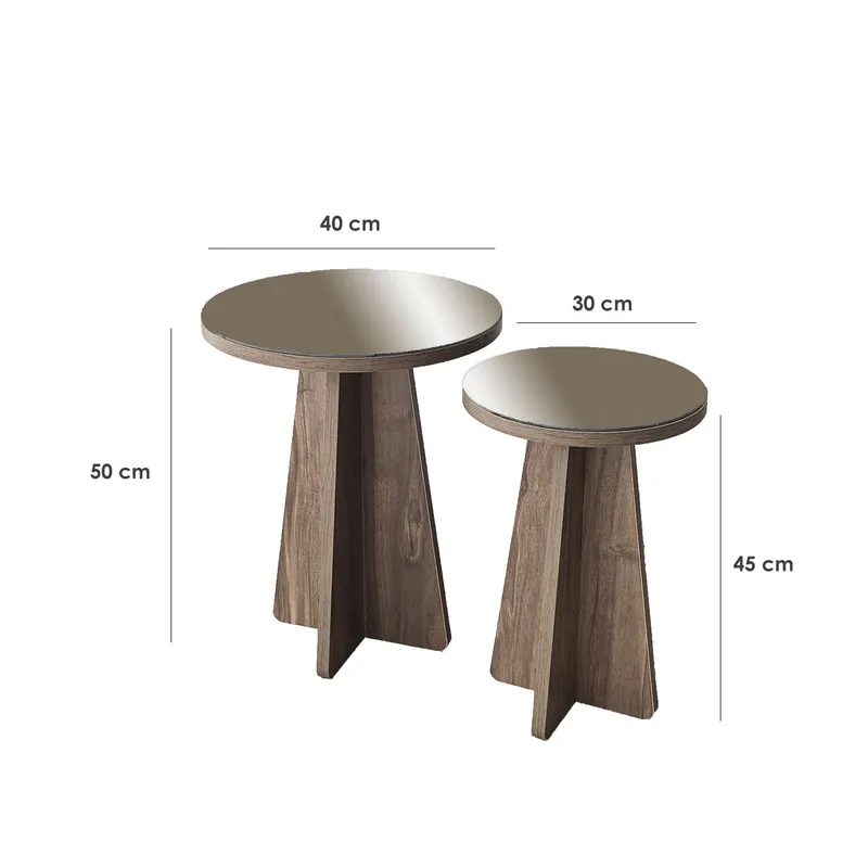 Dasina Sidobord 2 delar 50 cm - Bronzie/Valnöt - Möbler - Bord & matgrupper - Avlastningsbord - Satsbord