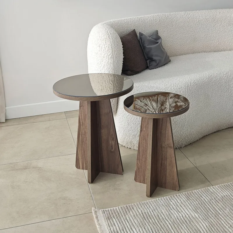 Dasina Sidobord 2 delar 50 cm - Bronzie/Valnöt - Möbler - Bord & matgrupper - Avlastningsbord - Satsbord