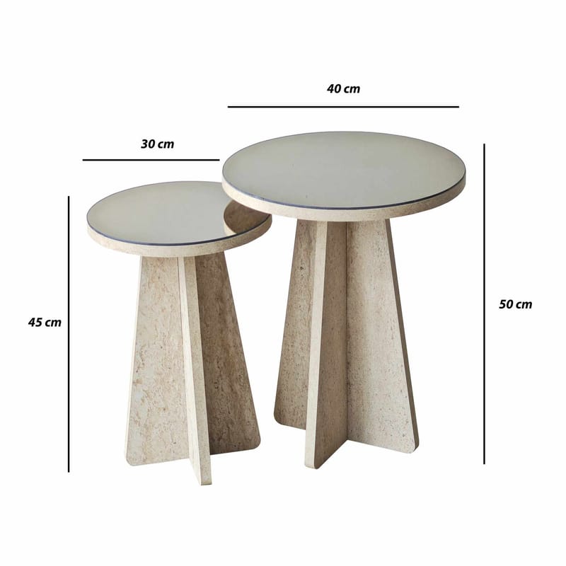 Dasina Sidobord 2 delar 50 cm - Travertin/Brons - Möbler - Bord & matgrupper - Avlastningsbord - Satsbord