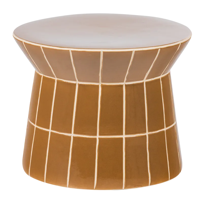 Dekorativt Sidobord Plu 38 cm Rund, Honungsgul