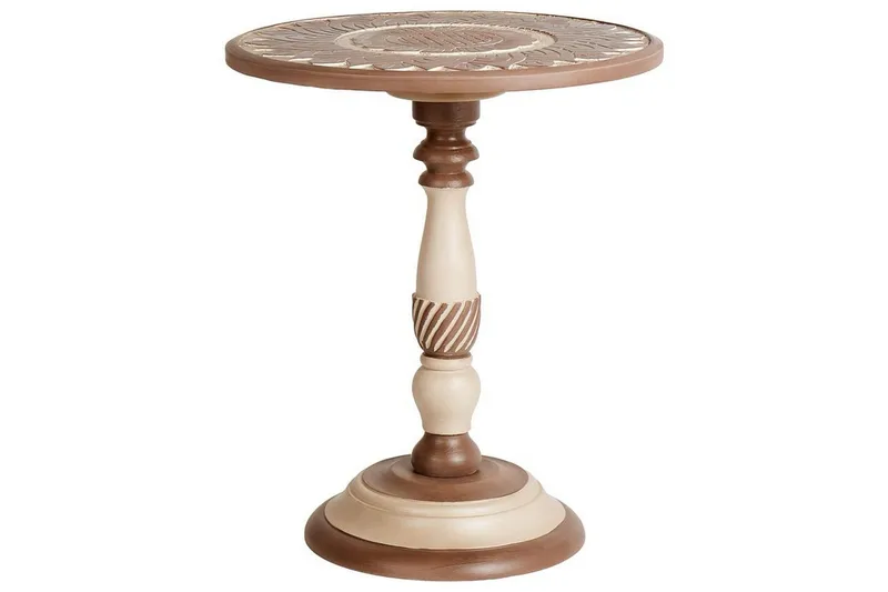 Derren Sidobord 45 cm, Mörkt trä/Beige