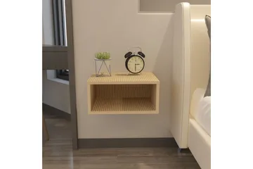 Dora Vägghängt Sängbord 45 cm med Rottingutseende, Förvaring med Hylla - Brun - Möbler - Bord & matgrupper - Avlastningsbord - Sängbord & nattduksbord