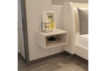 Dora Vägghängt Sängbord 45 cm med Trä- och Ekutseende, Förvaring med Hylla - Beige - Möbler - Bord & matgrupper - Avlastningsbord - Sängbord & nattduksbord