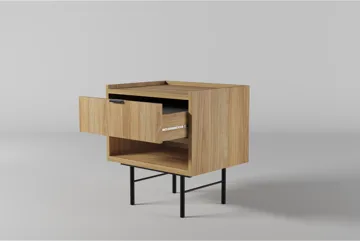 Dravo Sängbord 40 cm med Låda i Trä med Ekutseende - Beige - Möbler - Bord & matgrupper - Avlastningsbord - Sängbord & nattduksbord