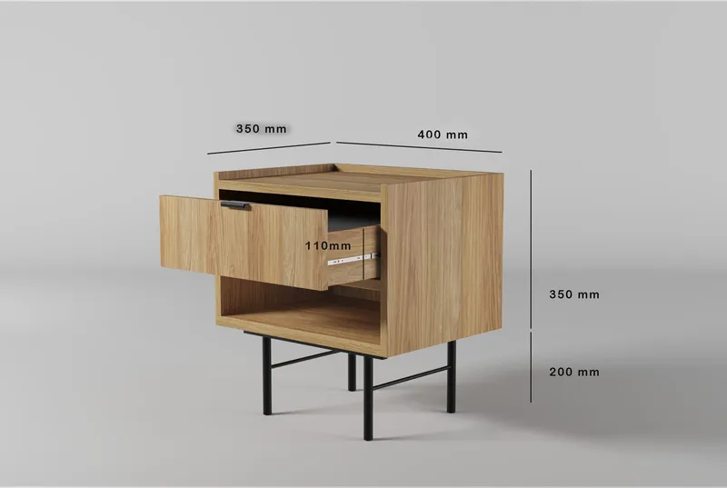 Dravo Sängbord 40 cm - Naturlig hickory / naturlig ekton - Möbler - Bord & matgrupper - Avlastningsbord - Sängbord & nattduksbord