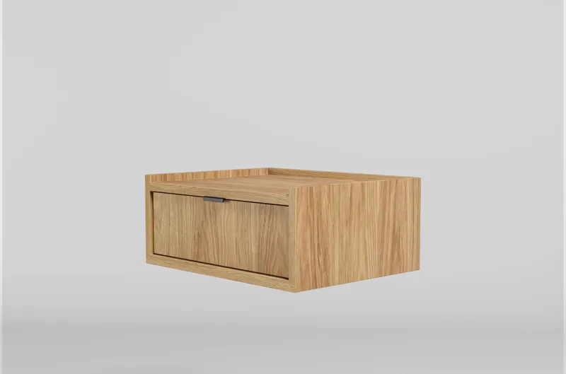 Dravo Vägghängt Sängbord 40 cm, Naturlig hickory / naturlig ekton