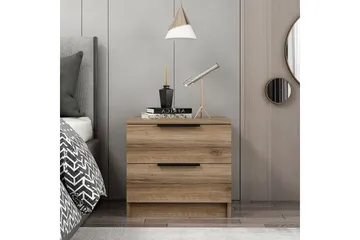 Duleep Sängbord & Nattduksbord 54 cm med Trä- och Valnötsutseende, Förvaring med Lådor - Brun - Möbler - Bord & matgrupper - Avlastningsbord - Sängbord & nattduksbord