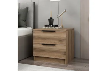 Duleep Sängbord & Nattduksbord 54 cm med Trä- och Valnötsutseende, Förvaring med Lådor - Brun - Möbler - Bord & matgrupper - Avlastningsbord - Sängbord & nattduksbord