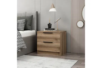 Duleep Sängbord & Nattduksbord 54 cm med Trä- och Valnötsutseende, Förvaring med Lådor - Brun - Möbler - Bord & matgrupper - Avlastningsbord - Sängbord & nattduksbord