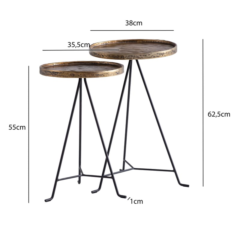 Eliira Satsbord 38 cm Industriell stil - Antikguld och svart - Möbler - Bord & matgrupper - Avlastningsbord - Satsbord