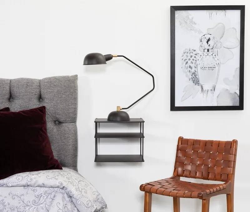 Elliot vägghängt sängbord - Svart, Matt svart