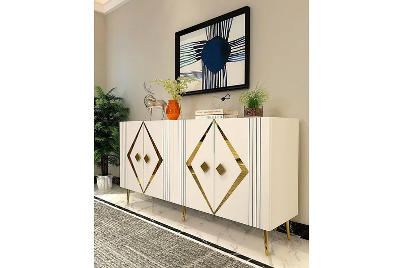 Elvon Konsollbord 150 cm - Vit/Guld - Möbler - Bord & matgrupper - Avlastningsbord - Hallbord