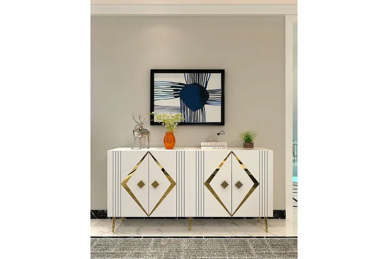 Elvon Konsollbord 150 cm - Vit/Guld - Möbler - Bord & matgrupper - Avlastningsbord - Hallbord