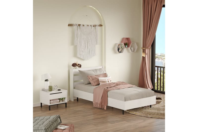 Erhan Sängbord 205,6 cm - Vit - Möbler - Bord & matgrupper - Avlastningsbord - Sängbord & nattduksbord