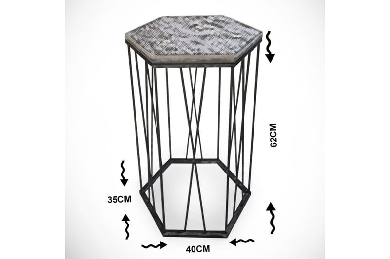 Falan Sidobord 40 cm Hexagon - Grå - Lampbord - Brickbord & småbord