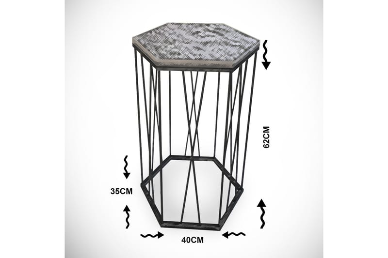 Falan Sidobord 40 cm Hexagon - Svart/Silver - Lampbord - Brickbord & småbord