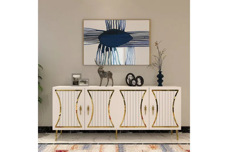 Falra Konsollbord 150 cm - Vit/Guld - Möbler - Bord & matgrupper - Avlastningsbord - Hallbord