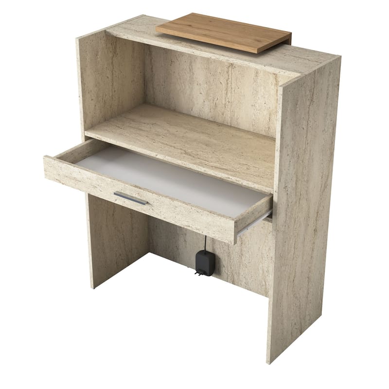 Fenvik Receptionbord 90x110x40 cm - Travertin och valnöt - Möbler - Bord & matgrupper - Avlastningsbord - Hallbord