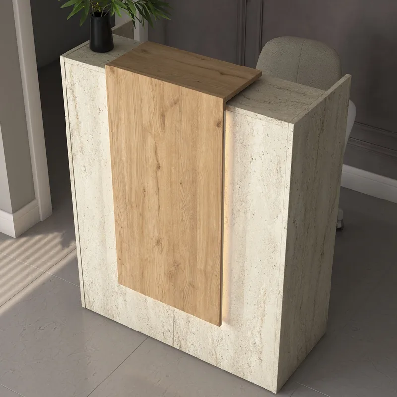 Fenvik Receptionbord 90x110x40 cm - Travertin och valnöt - Möbler - Bord & matgrupper - Avlastningsbord - Hallbord