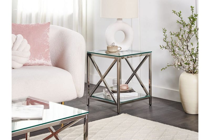 Fidelina Sidobord 45 cm - Silver/Transparent - Möbler - Bord & matgrupper - Avlastningsbord - Lampbord