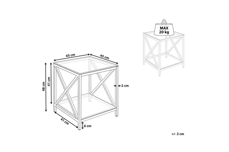 Fidelina Sidobord 45 cm - Silver/Transparent - Möbler - Bord & matgrupper - Avlastningsbord - Lampbord